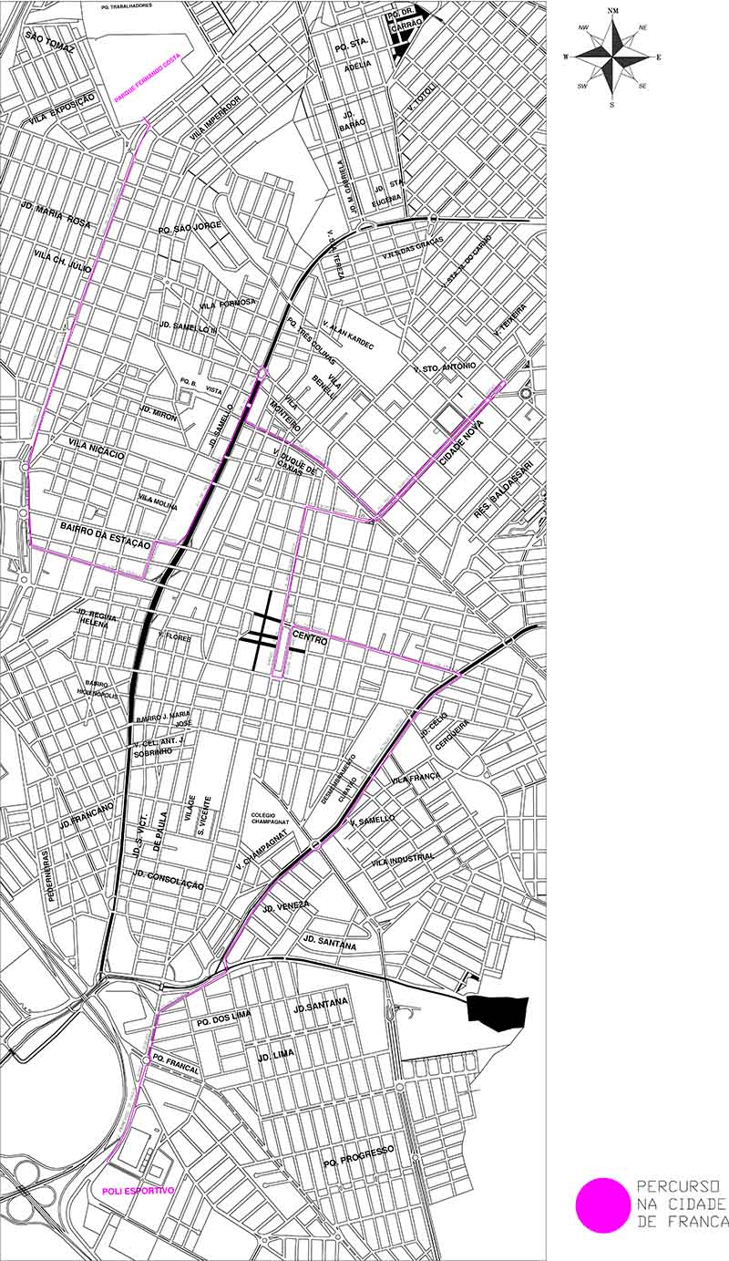 Mapa do percurso em Franca (foto: divulgação)